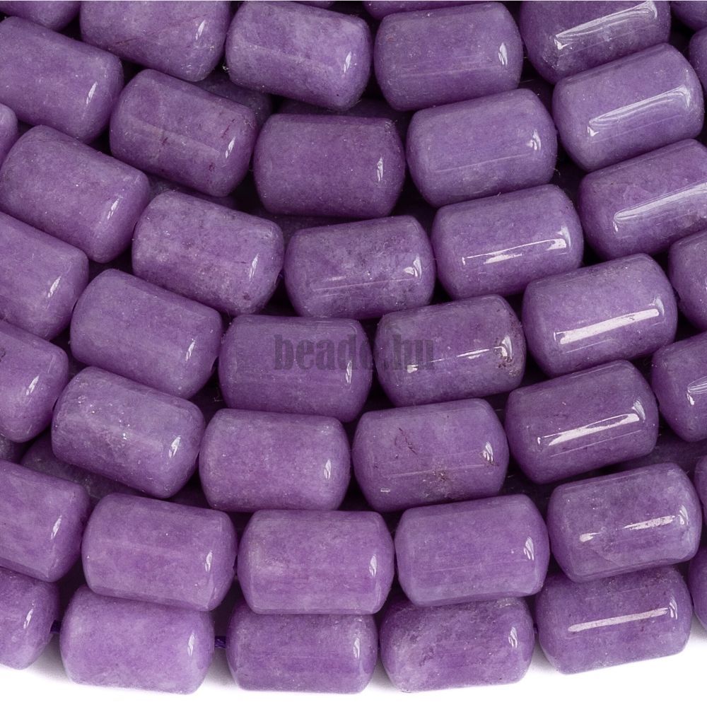 Jadeit gyöngyök 8x12 mm hengerek lila színű zsinór Jadeit gyöngyök 8x12 mm hengerek lila színű zsinór