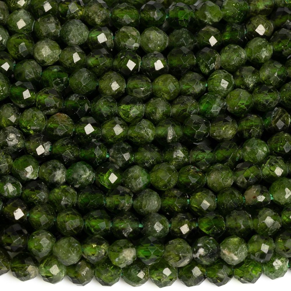 Diopszid A-minőség gyöngyök 3 mm csiszolt zsinór Diopszid A-minőség gyöngyök 3 mm csiszolt zsinór