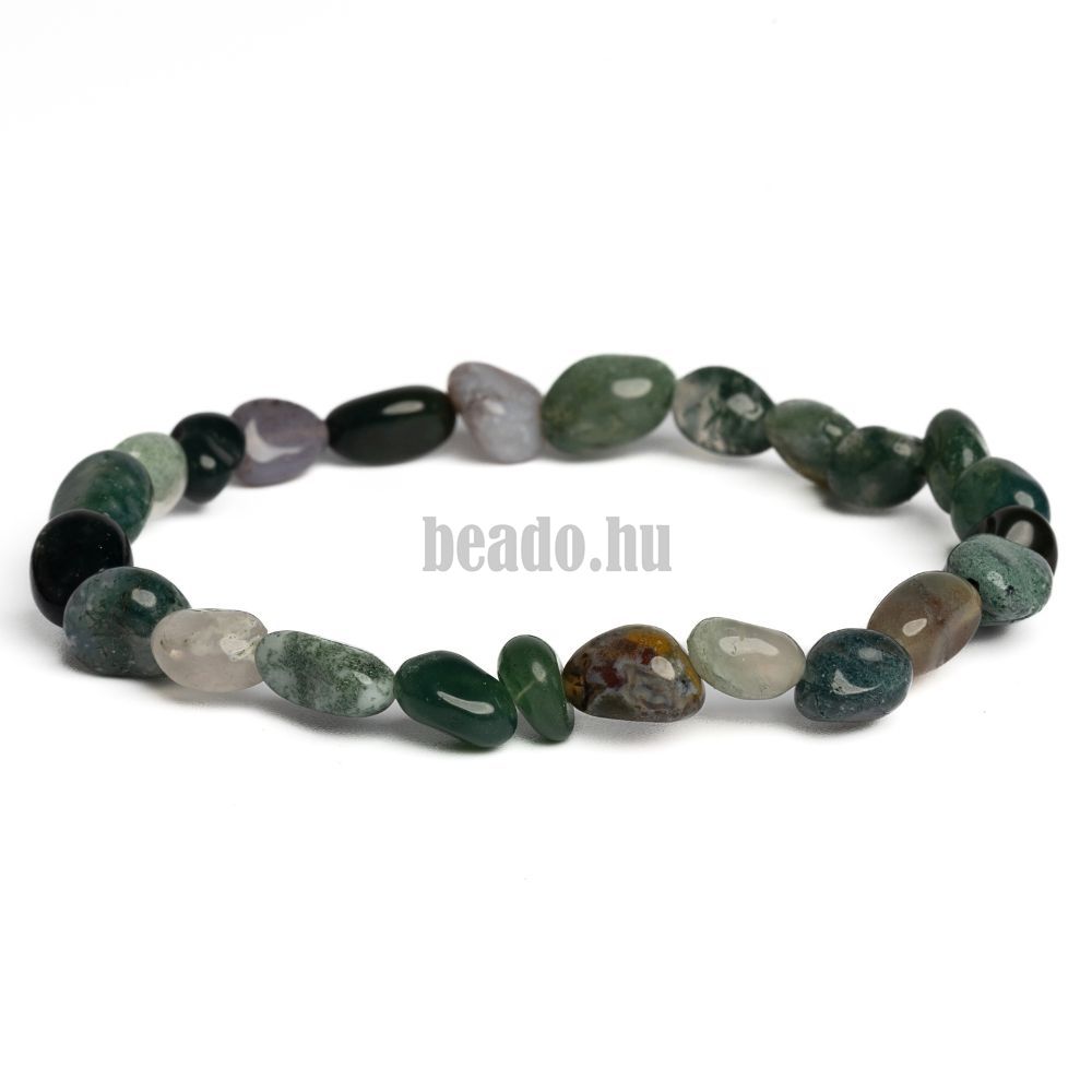 Karkötő moha achát nuggetek 6x8 mm Karkötő moha achát nuggetek 6x8 mm