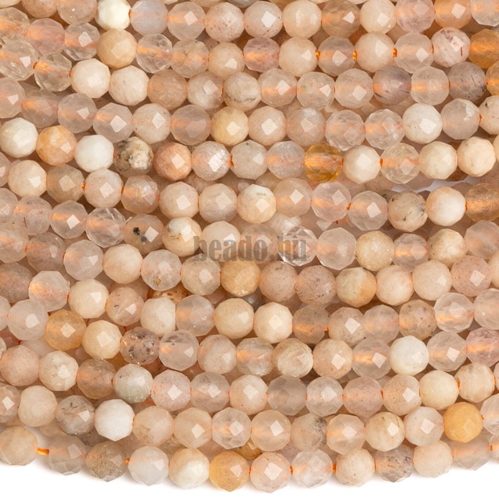 Napkő világos kevert szín gyöngyök 3 mm csiszolt zsinór Napkő világos kevert szín gyöngyök 3 mm csiszolt zsinór