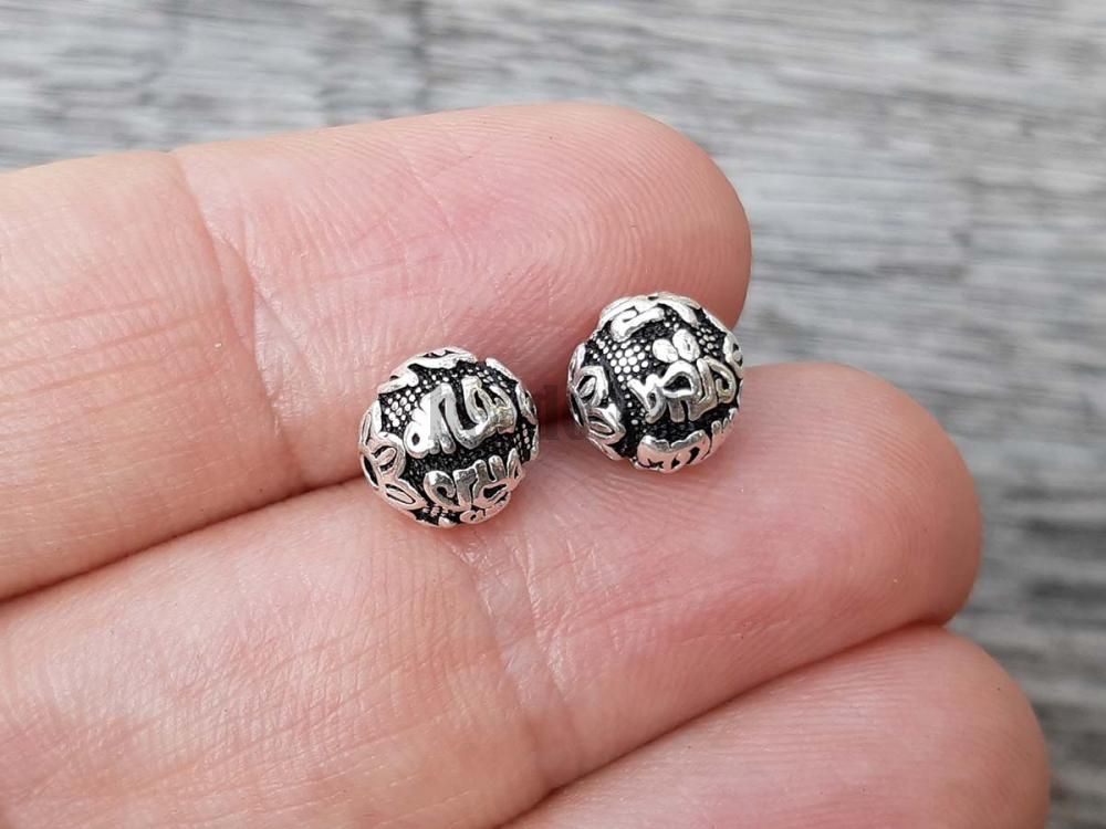 Ohm mani padme um gyngy 8 mm Ag925 ezst