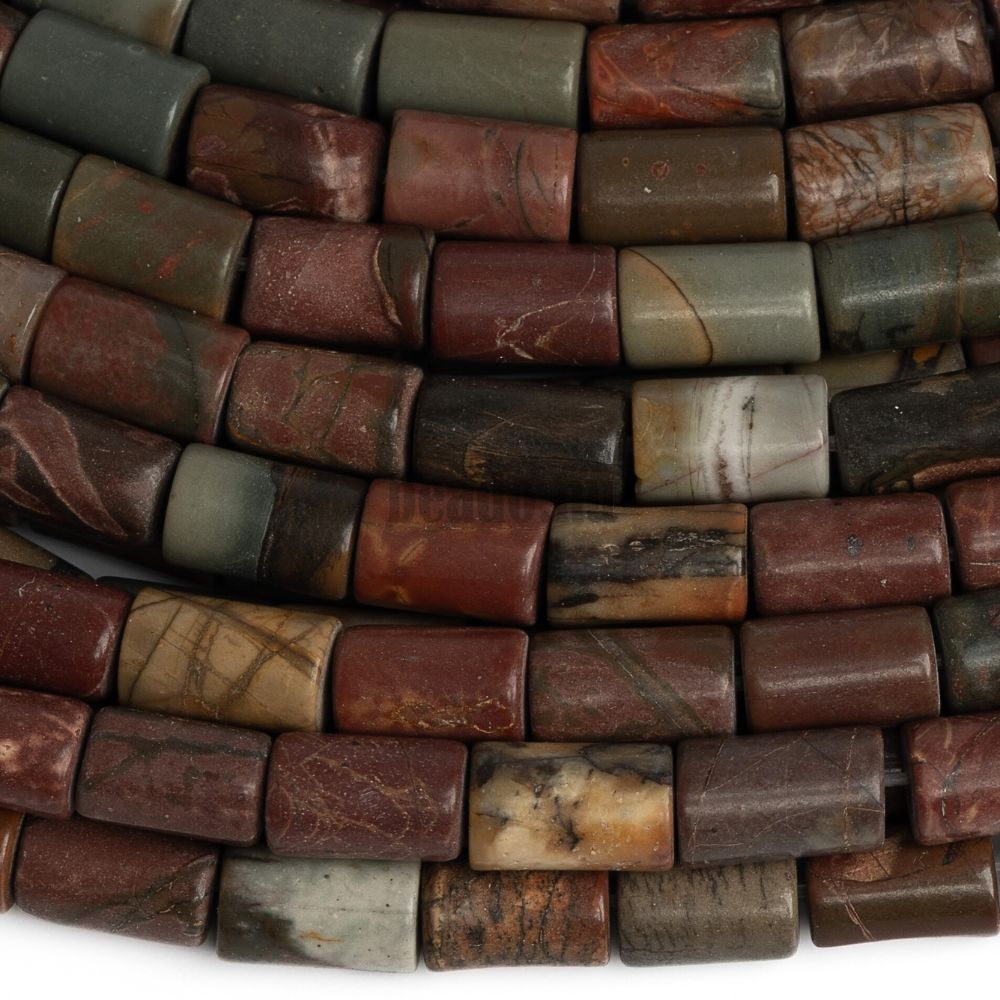 Picasso jáspis rudacskák gyöngyök 5x8 mm zsinór Picasso jáspis rudacskák gyöngyök 5x8 mm zsinór