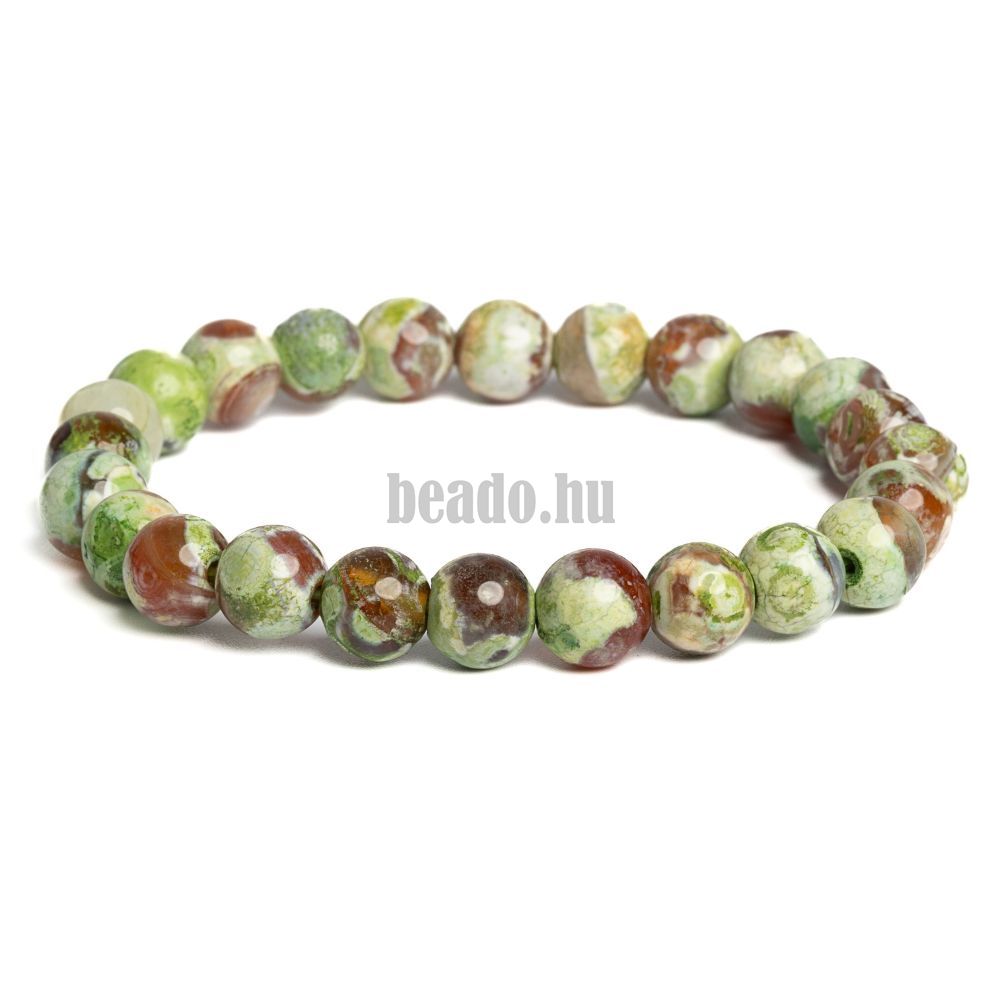 Karkötő achát Mongólia zöldesbarna 8 mm Karkötő achát Mongólia zöldesbarna 8 mm