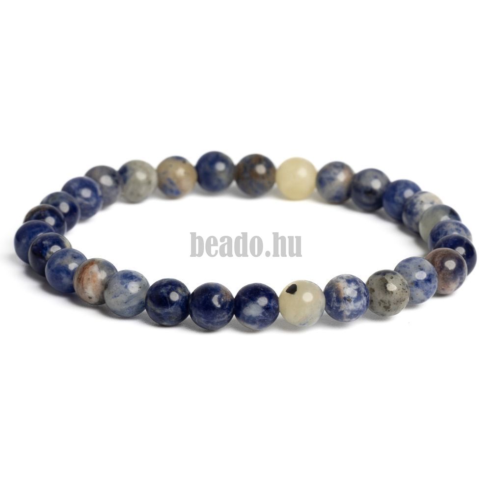 Karkötő szodalit 6 mm kékesfehér Karkötő szodalit 6 mm kékesfehér