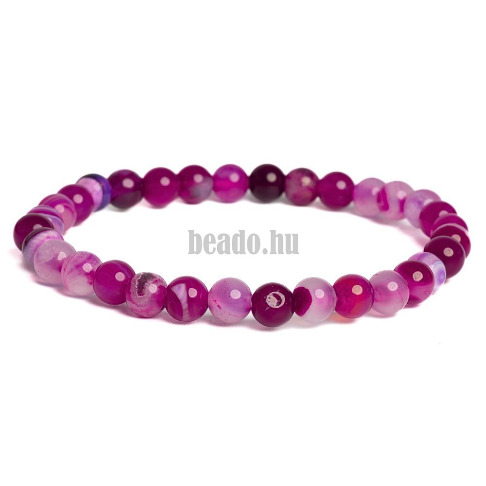 Karkötő szalagos achát fukszia 6 mm Karkötő szalagos achát fukszia 6 mm
