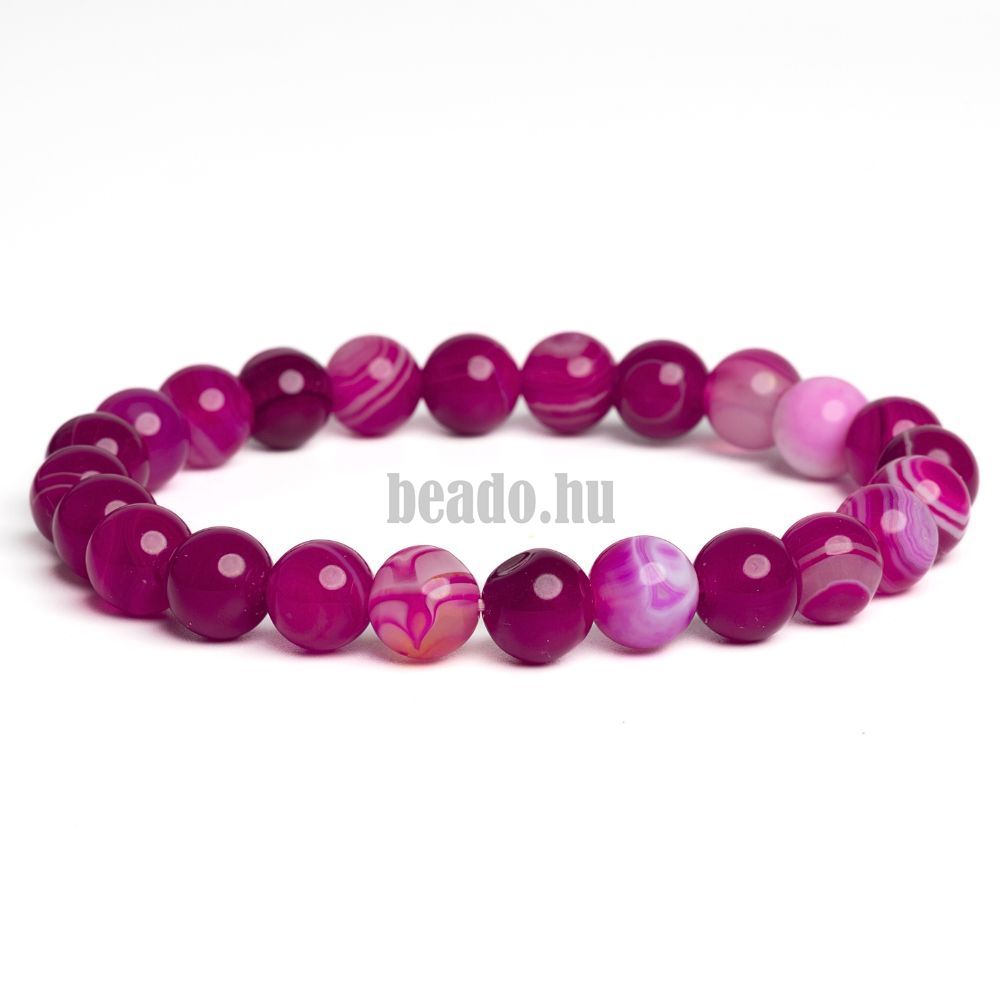 Karkötő szalagos achát fukszia 8 mm Karkötő szalagos achát fukszia 8 mm