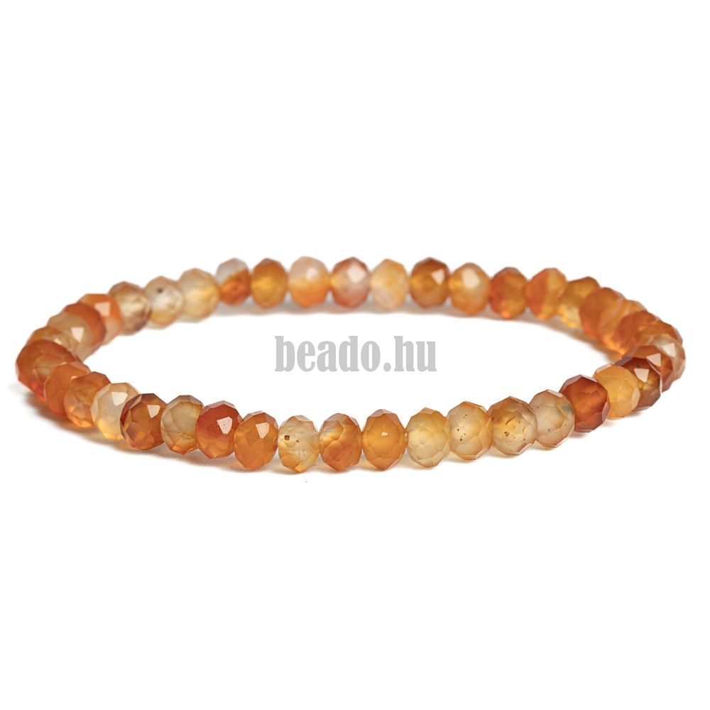 Karkötő karneol világos 4x6 mm csiszolt rondell Karkötő karneol világos 4x6 mm csiszolt rondell