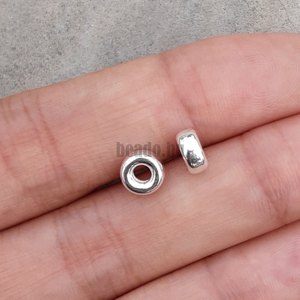 Gyöngy vastag rondell köztes gyöngy 6,5x3 mm Ag925 ezüst