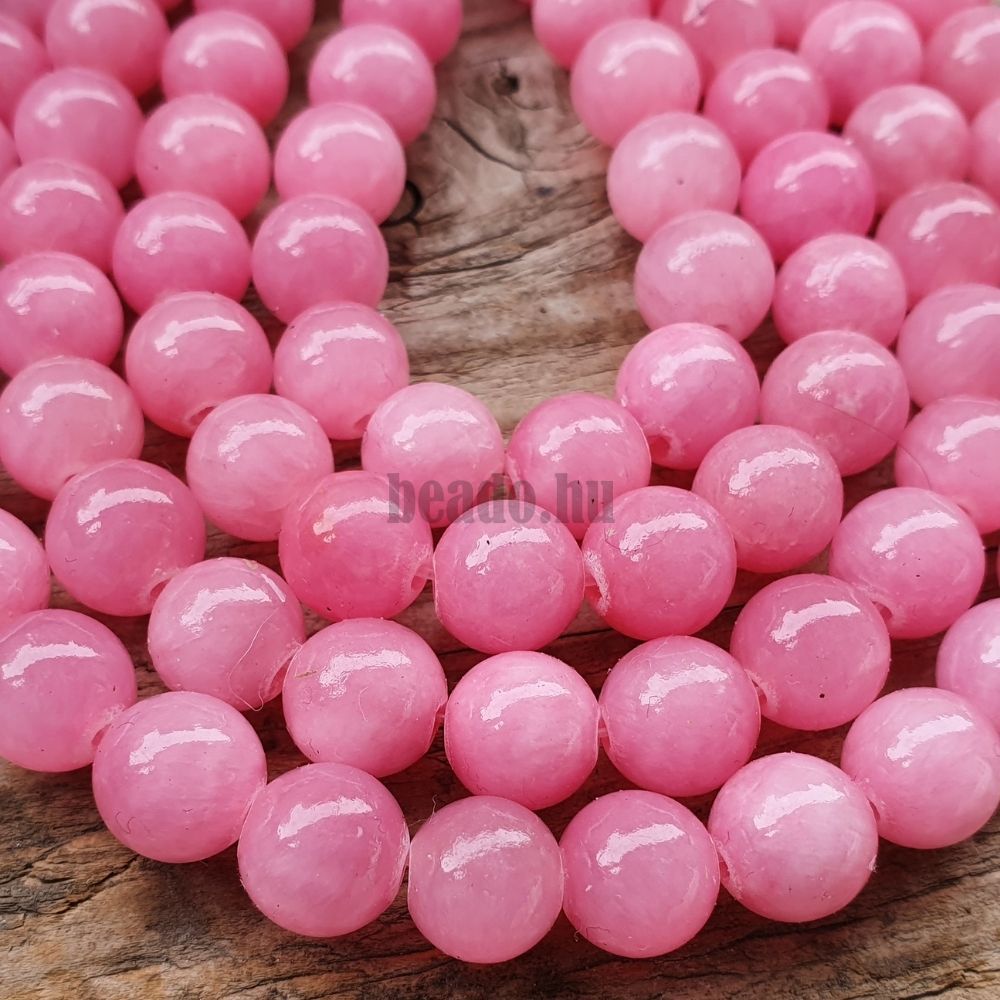 Jadeit gyöngyök 8 mm cukorka rózsaszín áttetsző zsinór