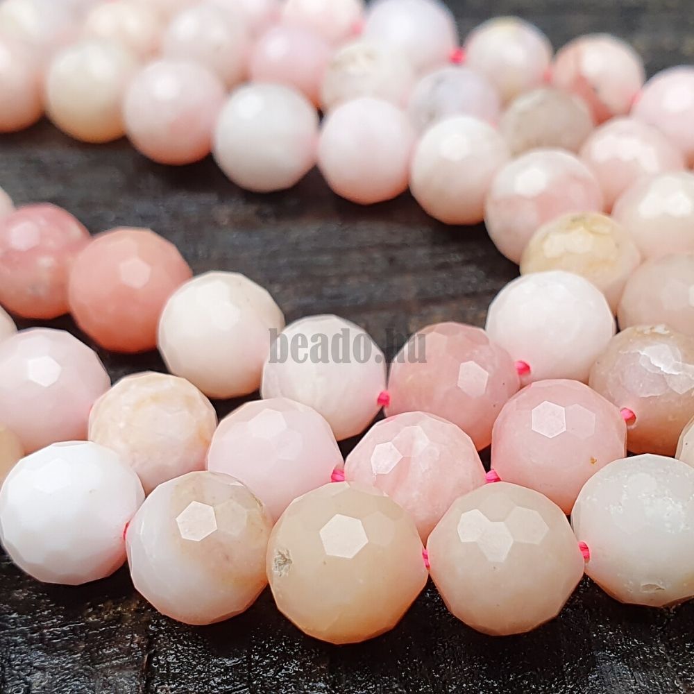 Opál rózsaszín gyöngyök 8 mm csiszolt félhosszú zsinór