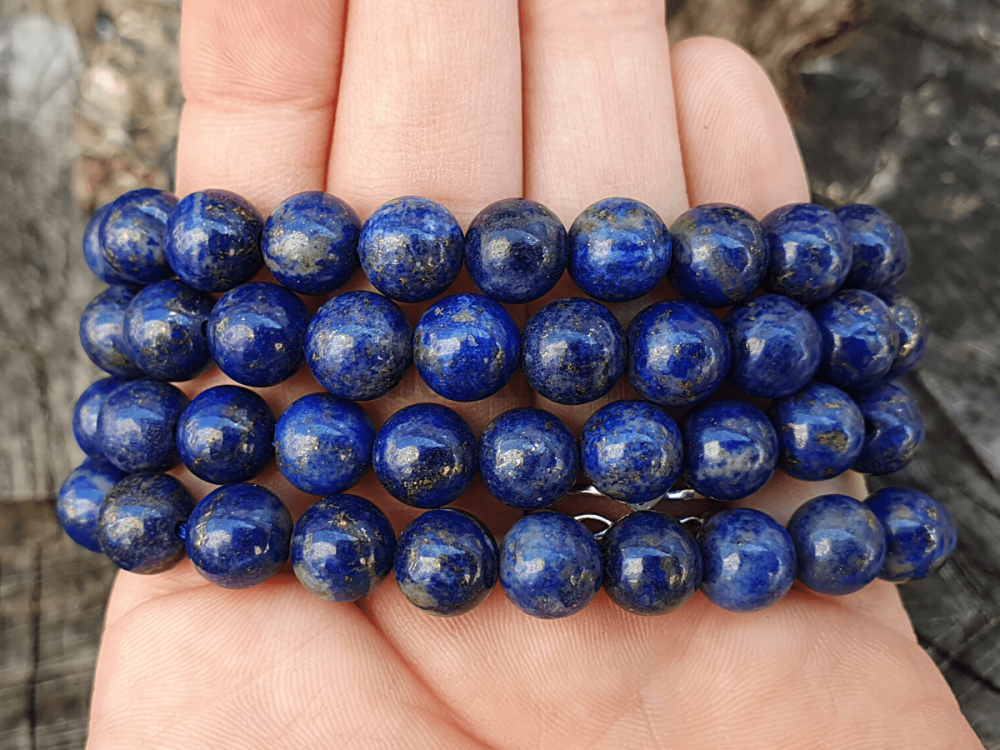 Lápisz lazuli gyöngyök 8 mm félhosszú zsinór