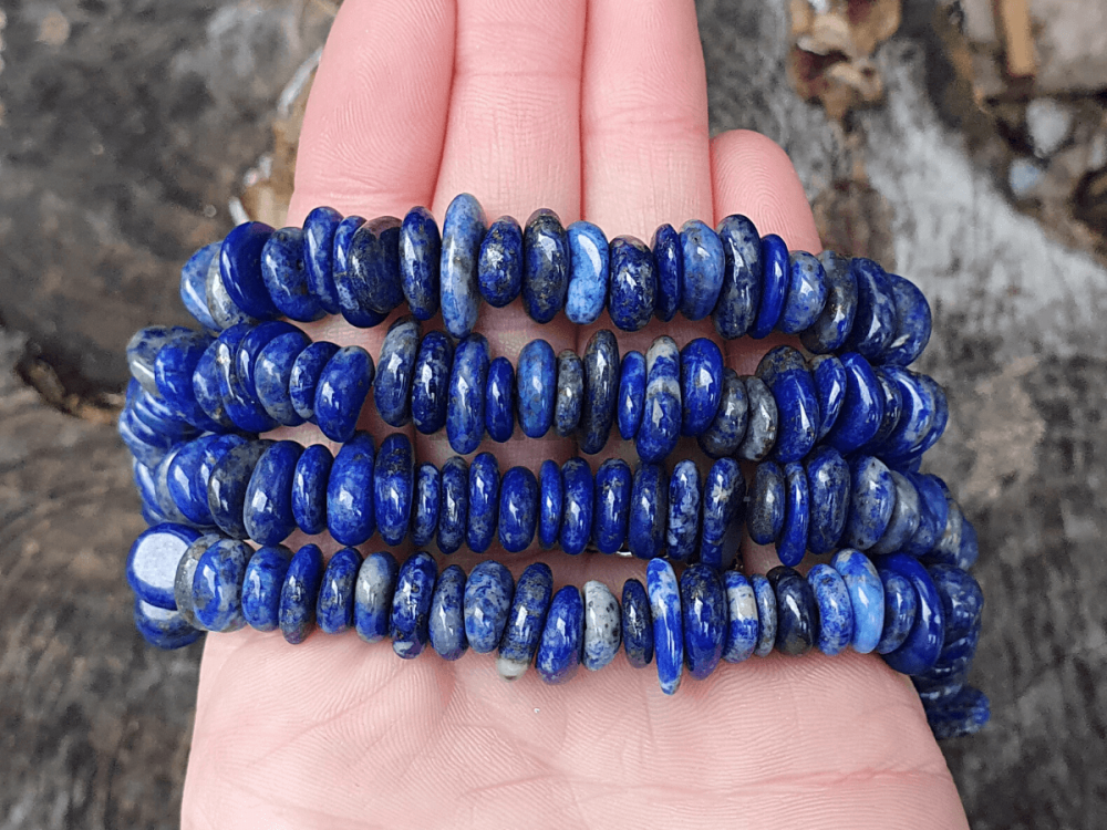 Lápisz lazuli gyöngyök fánk szabálytalan félhosszú zsinór