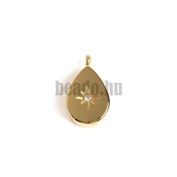 Knnycsepp medl 13x8 mm arany fehr cirkonnal nemesacl