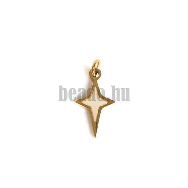 Medl csillag gyngyhzzal 11x6 mm arany nemesacl