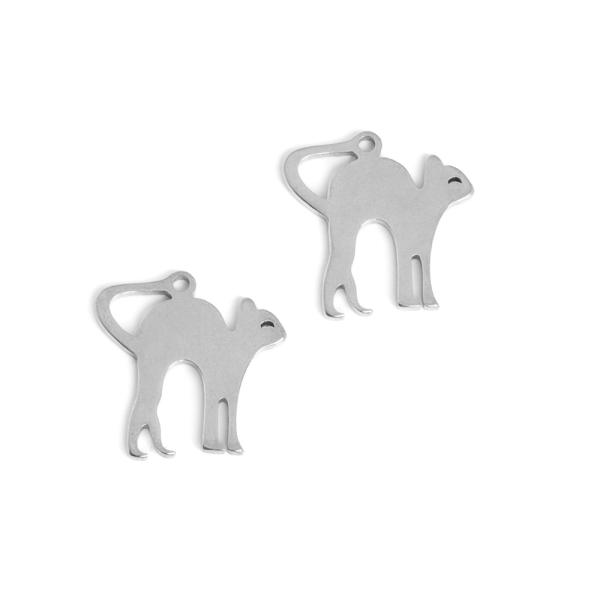 Macska med�l 12x12 mm �ez�st nemesac�l