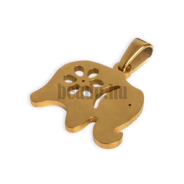 Medl elefnt kapoccsal 17x18 mm arany nemesacl