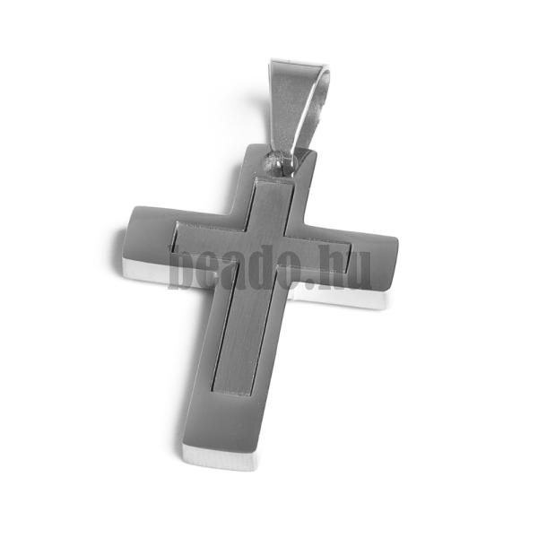 Kereszt medl kapoccsal 30 mm ezst nemesacl