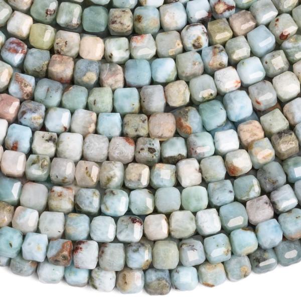 Larimar gy�ngy�k 3 mm kock�k csiszolt f�lhossz� zsin�r