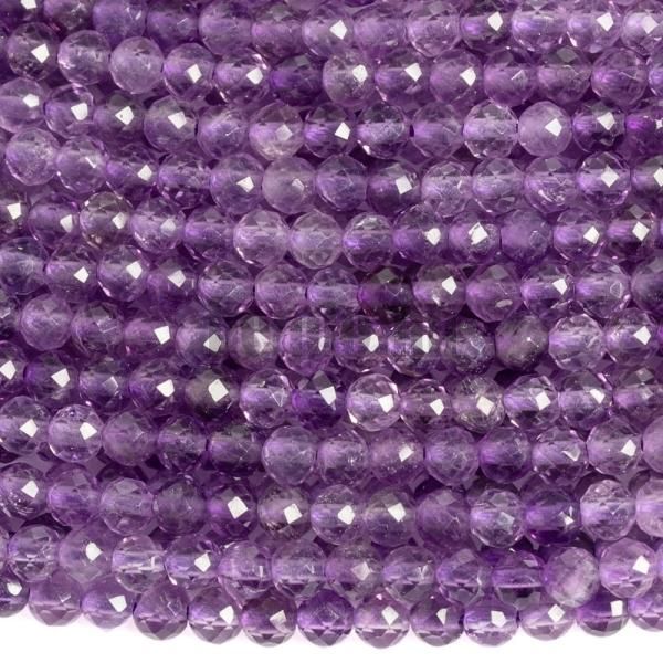 Ametiszt gyngyk 2,5 mm csiszolt A minsg zsinr