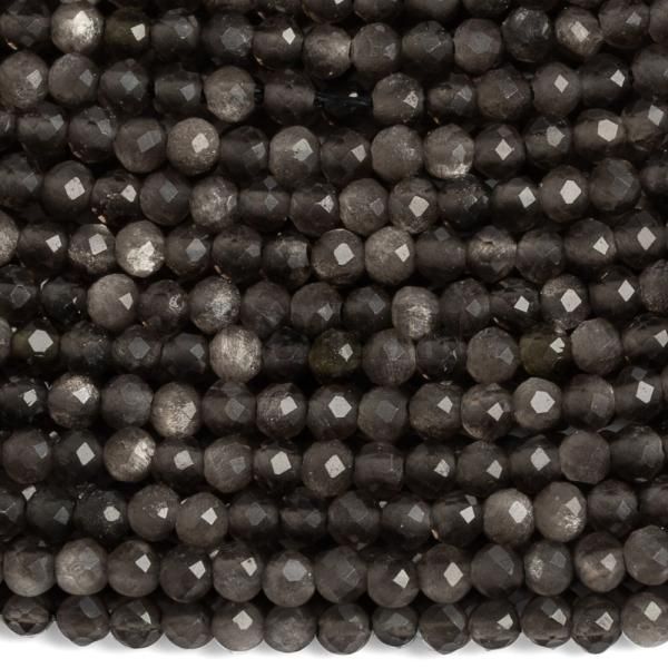 Obszidin ezst gyngyk 3 mm csiszolt zsinr