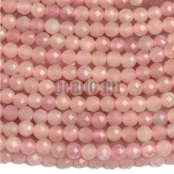 Rzsakvarc Madagaszkr sttrzsaszn gyngyk 3,5 mm csiszolt zsinr