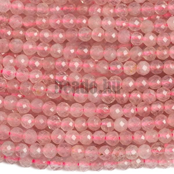 R�zsakvarc Madagaszk�r gy�ngy�k 2,5 mm csiszolt A min�s�g� zsin�r