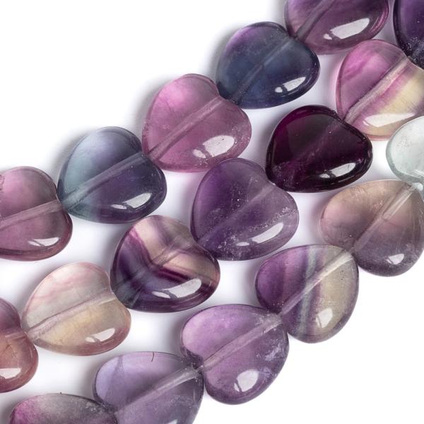 Fluorit gy�ngy�k 12 mm sz�vecske f�lhossz� zsin�r