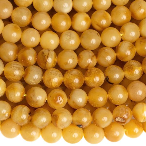 Borosty�n s�rga gy�ngy�k 7,3 mm zsin�r