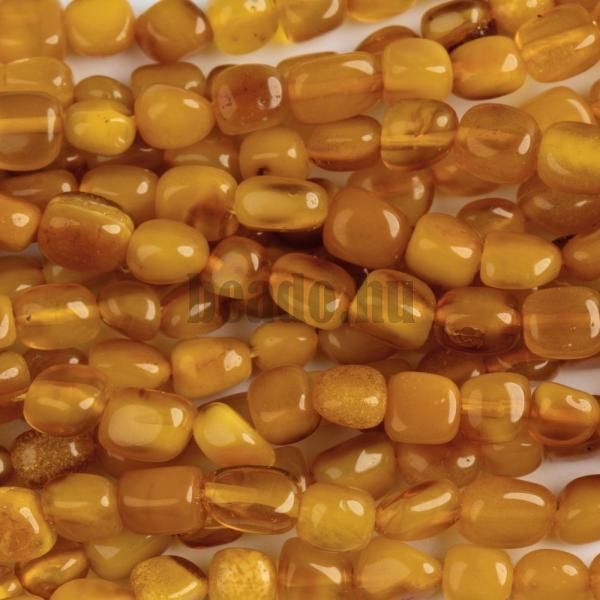 Borostyn barna gyngyk 4x6 mm nugget zsinr