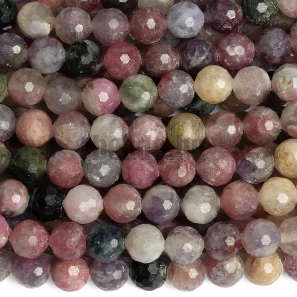 Turmalin kevert sznek gyngyk 6 mm csiszolt flhossz zsinr