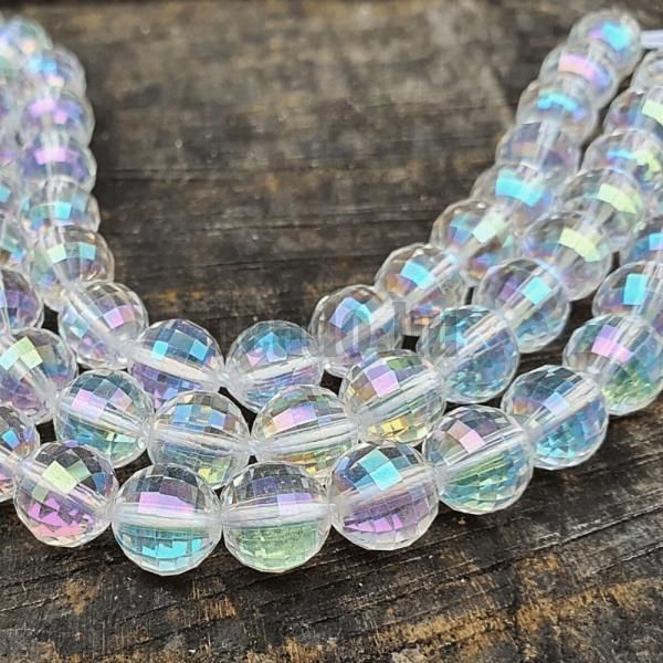 Aqua aura kristly gyngyk 8 mm AB kristly hologram flhossz zsinr