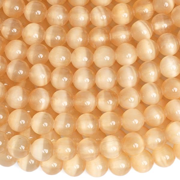 Narancss�rga szelenit gy�ngy�k 6 mm f�lhossz� zsin�r