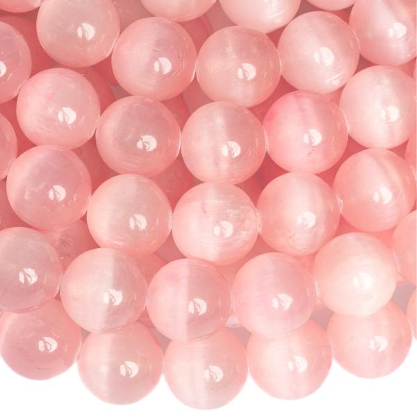 Vil�gos r�zsasz�n szelenit gy�ngy�k 10 mm f�lhossz� zsin�r