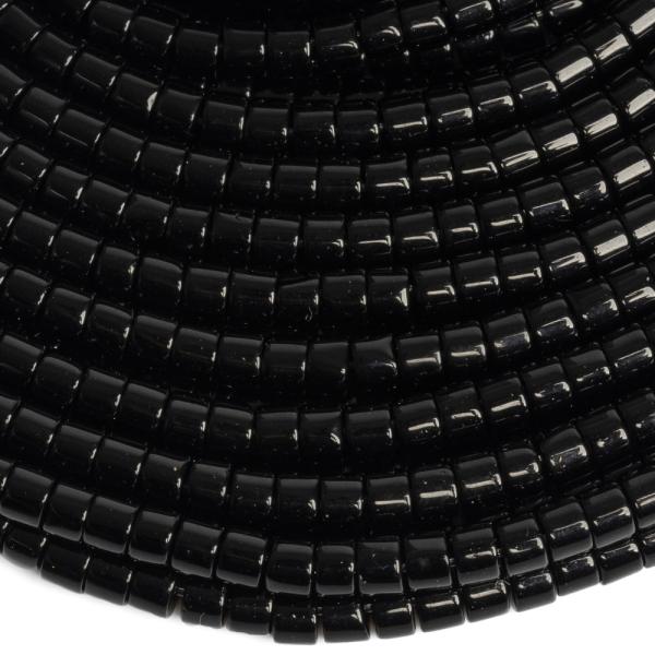Fekete obszidi�n gy�ngy�k 2�3 mm rondell�k f�lhossz� zsin�r