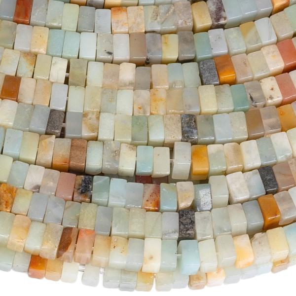 Amazonit gy�ngy�k 2�4 mm n�gyzetek f�lhossz� zsin�r