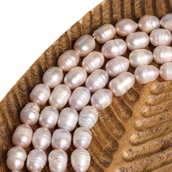 Teny�sztett gy�ngy gy�ngy�k 8-9 mm hosszabb antikr�zsasz�n zsin�r