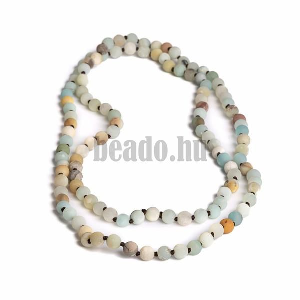 Csomzott nyaklnc 6 mm amazonit matt (130 cm)