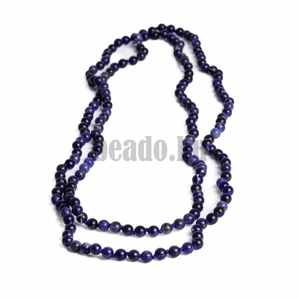 Csomzott nyaklnc 6 mm szodalit AA minsg (130 cm)