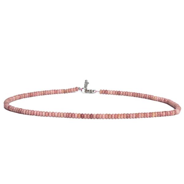 Choker nyakl�nc rondell 4x2 mm r�zsasz�n rodonit