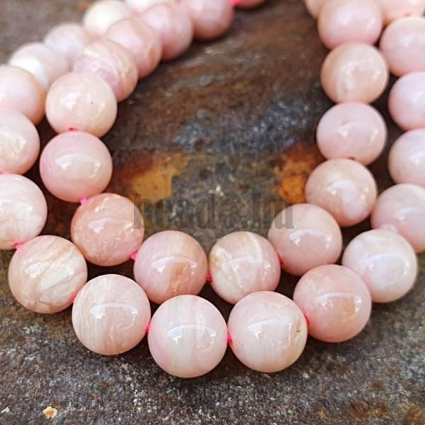 Opál rózsaszín gyöngyök 8 mm AAA-osztályú félhosszú zsinór