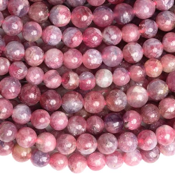R�zsasz�n turmalin gy�ngy�k, vegyes m�ret 5�6 mm, f�lsz�l.