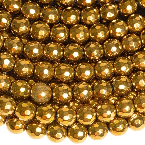 Hematit gy�ngy�k 8 mm arany csiszolt zsin�r