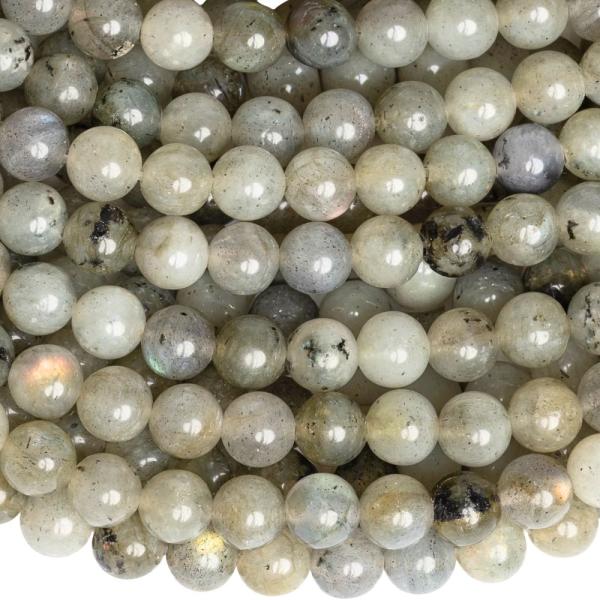 Labradorit sz�rke gy�ngy�k 6 mm zsin�r