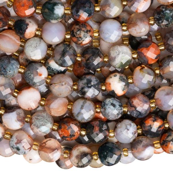 Ach�t barna-z�ld gy�ngy�k 6 mm lemezek csiszolt f�lhossz� zsin�r