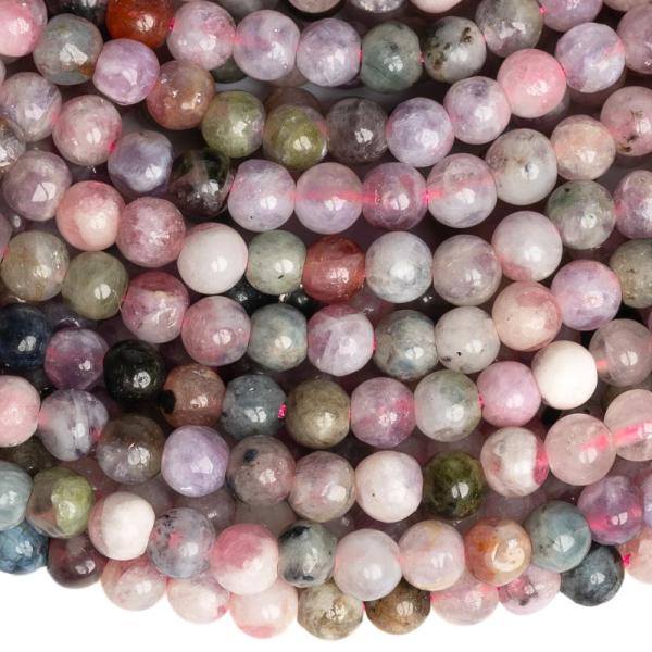 Turmalin mix sz�nek szab�lytalan gy�ngy�k 4 mm f�lhossz� zsin�r