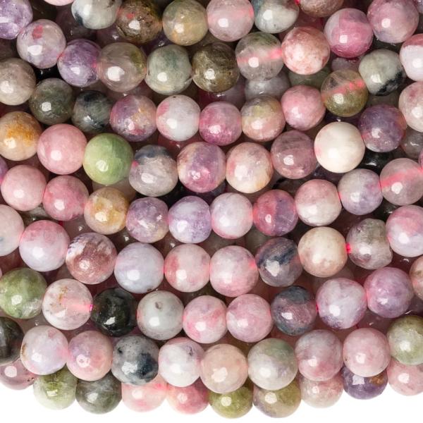 Turmalin mix sz�nek szab�lytalan gy�ngy�k 4,5 mm f�lhossz� zsin�r
