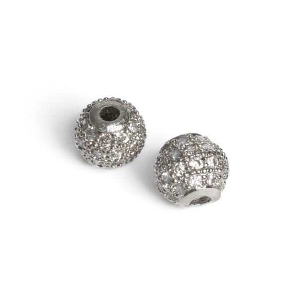 Charm k�zdarab 6 mm ez�st feh�r cirkonnal