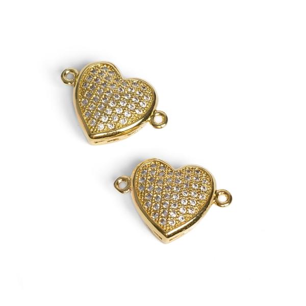 Sz�v k�zdarab dombor� arany feh�r cirkonnal