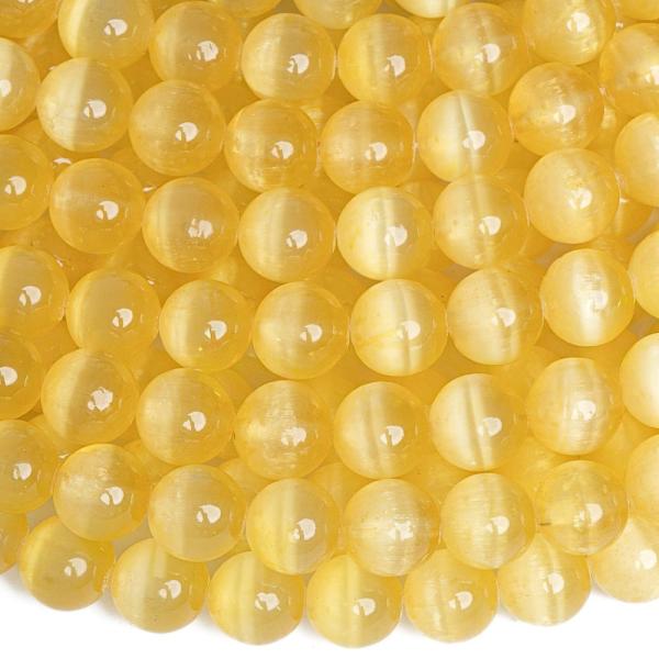 Macskaszem gy�ngy�k 8 mm halv�nys�rga zsin�r