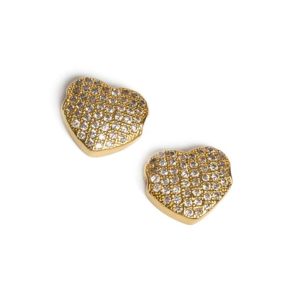 Sz�v gy�ngy lapos arany feh�r cirkonnal